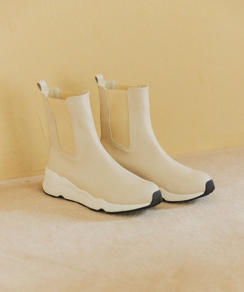 Andemiu（アンデミュウ）の「【軽量＆伸縮素材】ストレッチスニーカーブーツ185104（スニーカー・レディース・オフホワイト/ブラック・MEDIUM/LARGE）」の5枚目の写真