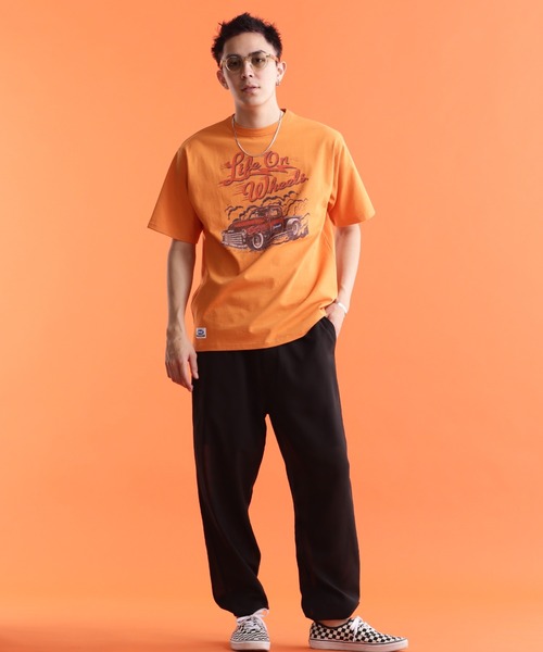 schott（ショット）の「【WEB LIMITED】Schott/ショット/T-SHIRT LIFE ON WHEELS/Tシャツ "ライフ オン ホイールズ"（Tシャツ/カットソー・メンズ・ホワイト/オレンジ/チャコールグレー/ブラック・M/L/XL/2XL）」の9枚目の写真