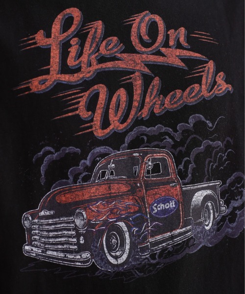 schott（ショット）の「【WEB LIMITED】Schott/ショット/T-SHIRT LIFE ON WHEELS/Tシャツ "ライフ オン ホイールズ"（Tシャツ/カットソー・メンズ・ホワイト/オレンジ/チャコールグレー/ブラック・M/L/XL/2XL）」の15枚目の写真