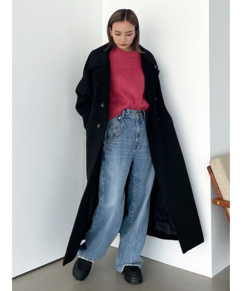 EMODA（エモダ）の「ルーズワイドハイウエストジーンズ（デニムパンツ・レディース・ブラック/ライトブルー・MEDIUM/SMALL）」の9枚目の写真