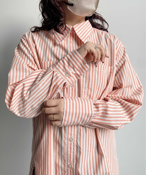 CPCM（シーピーシーエム）の「先染ストライプタイ付き2WAYシャツ（シャツ/ブラウス・レディース・ピンク/ネイビー・FREE）」の15枚目の写真