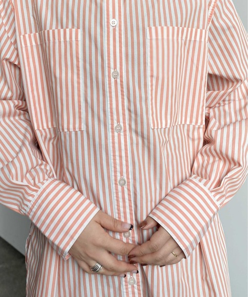 CPCM（シーピーシーエム）の「先染ストライプタイ付き2WAYシャツ（シャツ/ブラウス・レディース・ピンク/ネイビー・FREE）」の14枚目の写真