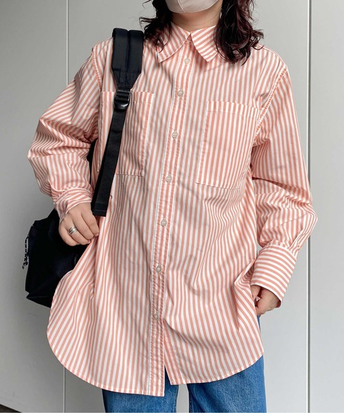 CPCM（シーピーシーエム）の「先染ストライプタイ付き2WAYシャツ（シャツ/ブラウス・レディース・ピンク/ネイビー・FREE）」の8枚目の写真