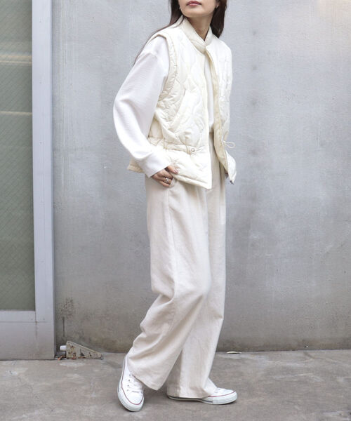 fredy emue（フレディエミュ）の「【fredyemueフレディエミュ】キルティングベスト（ダウンベスト・レディース・アイボリー/ピンク/ブラック・38）」の5枚目の写真