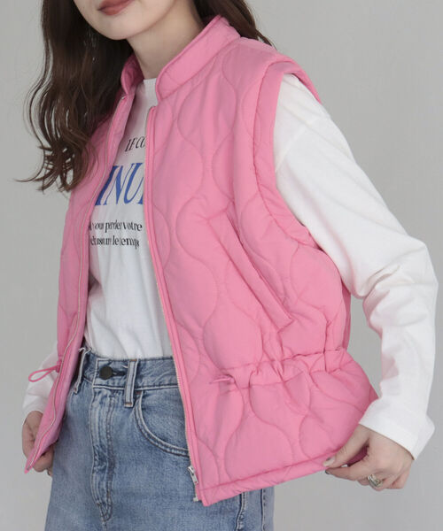 fredy emue（フレディエミュ）の「【fredyemueフレディエミュ】キルティングベスト（ダウンベスト・レディース・アイボリー/ピンク/ブラック・38）」の16枚目の写真