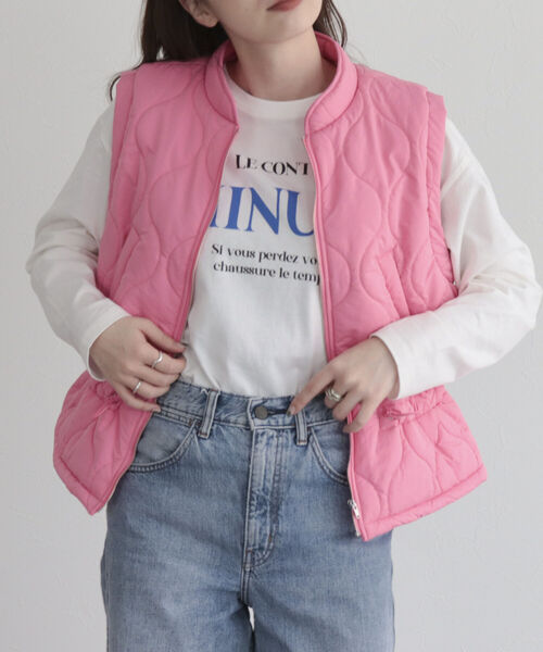 fredy emue（フレディエミュ）の「【fredyemueフレディエミュ】キルティングベスト（ダウンベスト・レディース・アイボリー/ピンク/ブラック・38）」の18枚目の写真