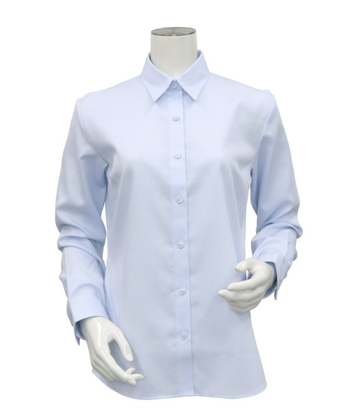 TOKYO SHIRTS(トウキョウシャツ)の「形態安定ノーアイロン レギュラー 長袖ビジネスワイシャツ(ビジネスシャツ・レディース・サックスブルー・LL/S/M/L/XL)」の2枚目の写真