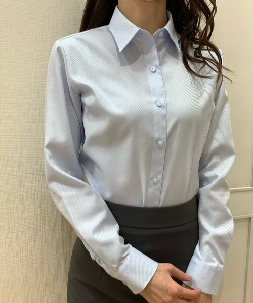 TOKYO SHIRTS(トウキョウシャツ)の「形態安定ノーアイロン レギュラー 長袖ビジネスワイシャツ(ビジネスシャツ・レディース・サックスブルー・LL/S/M/L/XL)」の6枚目の写真