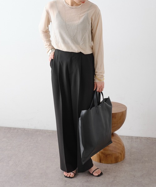 Omekashi（オメカシ）の「blancle レザーフラットトートバッグ（トートバッグ・レディース・ブラック/ベージュ・ONE SIZE）」の15枚目の写真