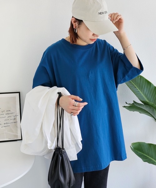 andme(アンドミー)の「コットンオーバーサイズ半袖Tシャツ(Tシャツ/カットソー・レディース・オフホワイト/チャコールグレー/ブラック/ベージュ/オートミール/ブルー系その他・M)」の15枚目の写真