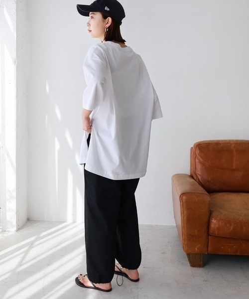 andme(アンドミー)の「コットンオーバーサイズ半袖Tシャツ(Tシャツ/カットソー・レディース・オフホワイト/チャコールグレー/ブラック/ベージュ/オートミール/ブルー系その他・M)」の12枚目の写真