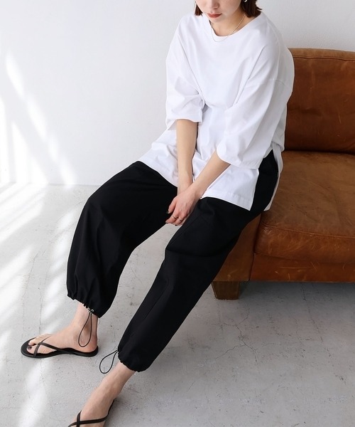 andme(アンドミー)の「コットンオーバーサイズ半袖Tシャツ(Tシャツ/カットソー・レディース・オフホワイト/チャコールグレー/ブラック/ベージュ/オートミール/ブルー系その他・M)」の13枚目の写真