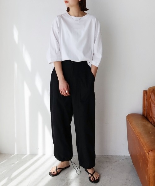 andme(アンドミー)の「コットンオーバーサイズ半袖Tシャツ(Tシャツ/カットソー・レディース・オフホワイト/チャコールグレー/ブラック/ベージュ/オートミール/ブルー系その他・M)」の14枚目の写真