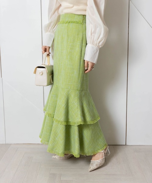 RANDA（ランダ）の「フリンジマーメイドスカート（スカート・レディース・ブルー/クリーム/グリーン・0/1）」の3枚目の写真