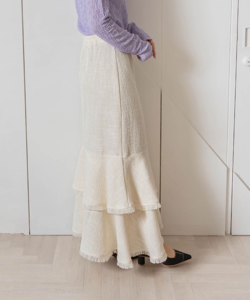 RANDA（ランダ）の「フリンジマーメイドスカート（スカート・レディース・ブルー/クリーム/グリーン・0/1）」の2枚目の写真