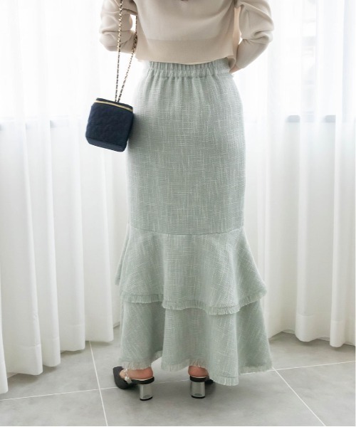 RANDA（ランダ）の「フリンジマーメイドスカート（スカート・レディース・ブルー/クリーム/グリーン・0/1）」の4枚目の写真