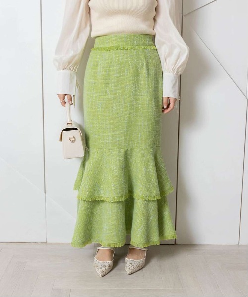 RANDA（ランダ）の「フリンジマーメイドスカート（スカート・レディース・ブルー/クリーム/グリーン・0/1）」の7枚目の写真