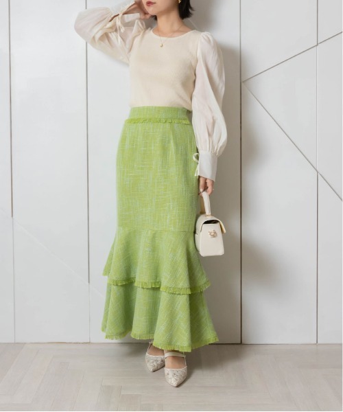 RANDA（ランダ）の「フリンジマーメイドスカート（スカート・レディース・ブルー/クリーム/グリーン・0/1）」の9枚目の写真