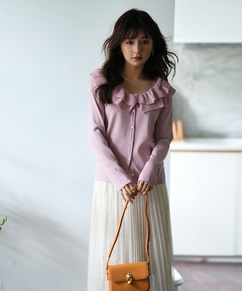 美品✨アルベロベロ フリル ピンタック　カーディガン ぶたさん ビーズ　総柄 美品✨アルベロベロ フリル ピンタック カーディガン ぶたさん ビーズ