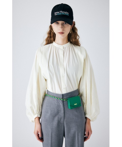 MOUSSY(マウジー)の「EYELET TUCK ブラウス(シャツ/ブラウス・レディース・ブルー/オフホワイト/ブラック・FREE)」の10枚目の写真