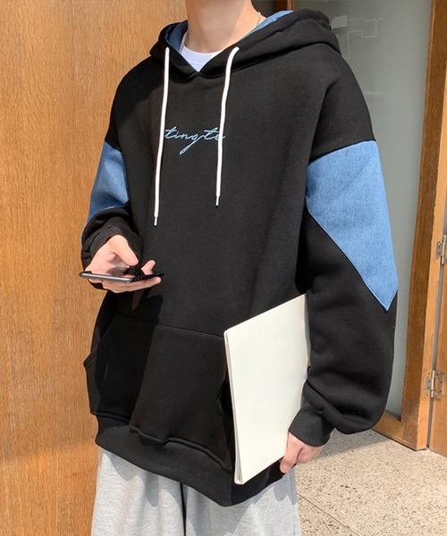 Cloudstyle(クラウドスタイル)の「【Cloudstyle】メンズ長袖裏起毛薄手パーカー(パーカー・メンズ・ブラック/ベージュ・MEDIUM/LARGE/X-LARGE/XX-LARGE/XXX-LARGE/SMALL)」の2枚目の写真