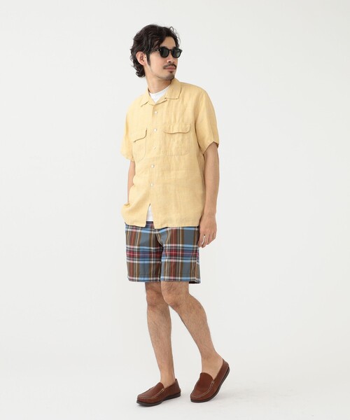 BEAMS PLUS(ビームスプラス)の「BEAMS PLUS / リネン シャンブレー ショートスリーブ オープンカラー シャツ(シャツ/ブラウス・メンズ・イエロー/ネイビー/ナチュラル・XL/L/M/S)」の6枚目の写真
