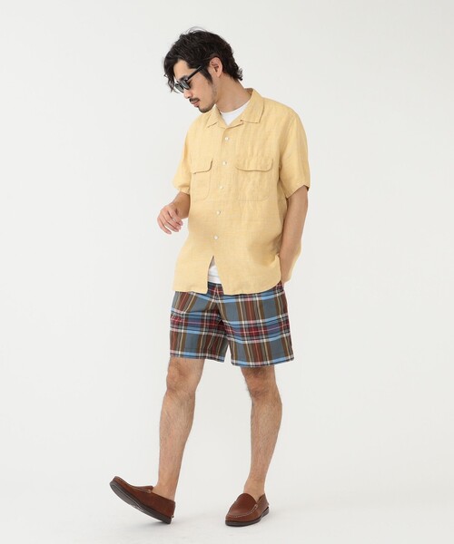 BEAMS PLUS(ビームスプラス)の「BEAMS PLUS / リネン シャンブレー ショートスリーブ オープンカラー シャツ(シャツ/ブラウス・メンズ・イエロー/ネイビー/ナチュラル・XL/L/M/S)」の7枚目の写真