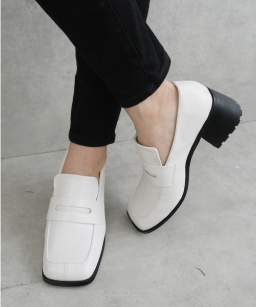 Fabby fabby（ファビィーファビィー）の「ヒールスクエア―ローファ―（ローファー・レディース・ブラック系その他/ブラック/ベージュ/オフホワイト/アイボリー・MEDIUM/LL/LARGE/SMALL）」の20枚目の写真