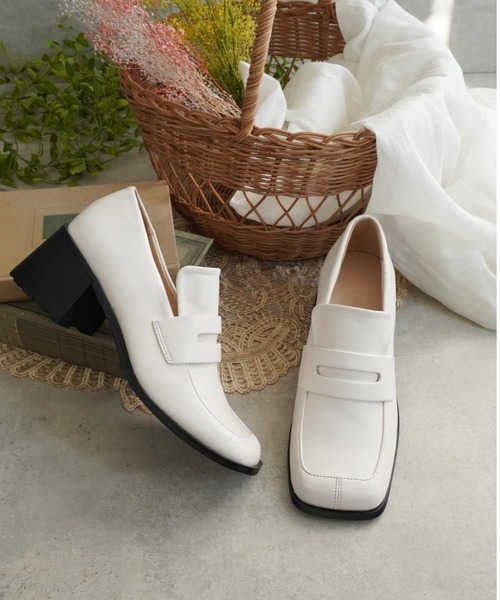 Fabby fabby（ファビィーファビィー）の「ヒールスクエア―ローファ―（ローファー・レディース・ブラック系その他/ブラック/ベージュ/オフホワイト/アイボリー・MEDIUM/LL/LARGE/SMALL）」の18枚目の写真