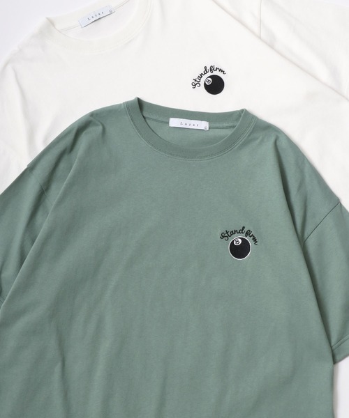 Lazar（ラザル）の「Lazar 別注 Ball ＆ Dice Tee/オーバーサイズ 8ボール ワンポイント刺繍 バックプリント 半袖Tシャツ/レディース メンズ（Tシャツ/カットソー・メンズ・ホワイト/ブラック/グリーン/ネイビー/ホワイト系その他/ブラック系その他/ホワイト系その他2/ホワイト系その他3/グリーン系その他/ブルー系その他/ブラック系その他4/ホワイト系その他5/ホワイト系その他6/ブラック系その他2/ブルー系その他2/ホワイト系その他4/ブラック系その他3・M/L/LL）」の13枚目の写真