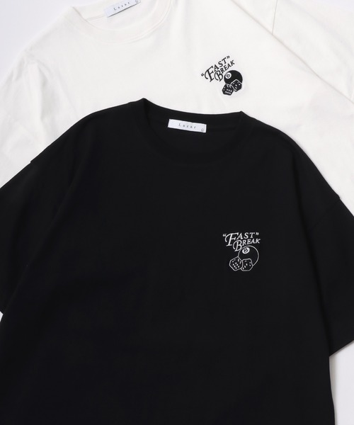 Lazar（ラザル）の「Lazar 別注 Ball ＆ Dice Tee/オーバーサイズ 8ボール ワンポイント刺繍 バックプリント 半袖Tシャツ/レディース メンズ（Tシャツ/カットソー・メンズ・ホワイト/ブラック/グリーン/ネイビー/ホワイト系その他/ブラック系その他/ホワイト系その他2/ホワイト系その他3/グリーン系その他/ブルー系その他/ブラック系その他4/ホワイト系その他5/ホワイト系その他6/ブラック系その他2/ブルー系その他2/ホワイト系その他4/ブラック系その他3・M/L/LL）」の10枚目の写真