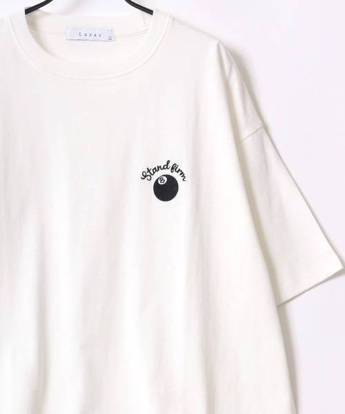 Lazar（ラザル）の「Lazar 別注 Ball ＆ Dice Tee/オーバーサイズ 8ボール ワンポイント刺繍 バックプリント 半袖Tシャツ/レディース メンズ（Tシャツ/カットソー・メンズ・ホワイト/ブラック/グリーン/ネイビー/ホワイト系その他/ブラック系その他/ホワイト系その他2/ホワイト系その他3/グリーン系その他/ブルー系その他/ブラック系その他4/ホワイト系その他5/ホワイト系その他6/ブラック系その他2/ブルー系その他2/ホワイト系その他4/ブラック系その他3・M/L/LL）」の18枚目の写真