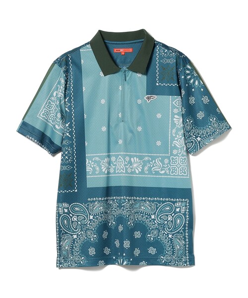 〈MEN〉BEAMS GOLF ORANGE LABEL / バンダナプリント ハーフジップポロシャツ