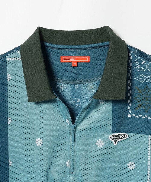 〈MEN〉BEAMS GOLF ORANGE LABEL / バンダナプリント ハーフジップポロシャツ