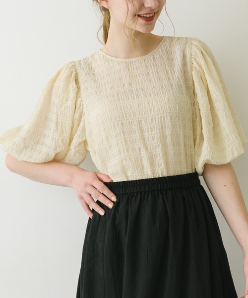 idem（イデム）の「volume sleeve sheer blouse/袖ボリュームシアーブラウス（Tシャツ/カットソー・レディース・ミント/パープル/アイボリー・FREE）」の8枚目の写真