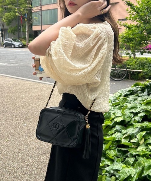 idem（イデム）の「volume sleeve sheer blouse/袖ボリュームシアーブラウス（Tシャツ/カットソー・レディース・ミント/パープル/アイボリー・FREE）」の4枚目の写真