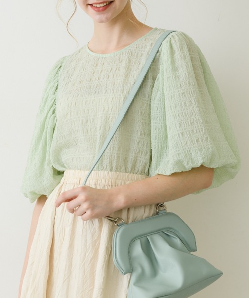 idem（イデム）の「volume sleeve sheer blouse/袖ボリュームシアーブラウス（Tシャツ/カットソー・レディース・ミント/パープル/アイボリー・FREE）」の19枚目の写真