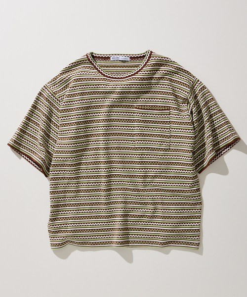 JOURNAL STANDARD relume(ジャーナルスタンダード レリューム)の「CALIFORNIA ジャガードボーダーTシャツ(Tシャツ/カットソー・メンズ・ホワイト/ブラウン/ボルドー・MEDIUM/LARGE)」の12枚目の写真