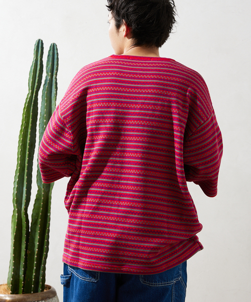 JOURNAL STANDARD relume(ジャーナルスタンダード レリューム)の「CALIFORNIA ジャガードボーダーTシャツ(Tシャツ/カットソー・メンズ・ホワイト/ブラウン/ボルドー・MEDIUM/LARGE)」の20枚目の写真