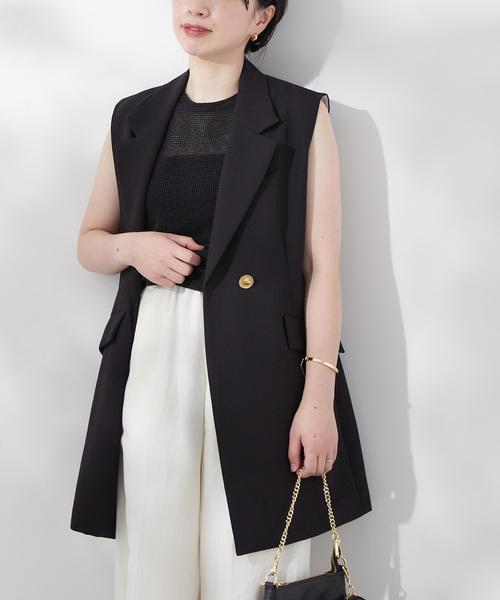 journal standard L'essage（ジャーナルスタンダードレサージュ）の「バスケットメッシュタンク（タンクトップ・レディース・ブラック/アイボリー・FREE）」の5枚目の写真