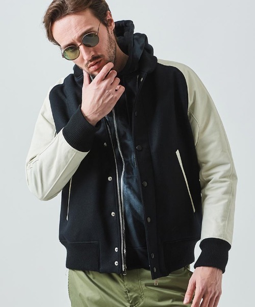 ACANTHUS(アカンサス)の「mj9260- Studium Jacket スタジアムジャケット(スタジャン・メンズ・ブルー系その他/ブラック系その他/ブラック×ホワイト/ブラック・M/XL/L/S)」の3枚目の写真