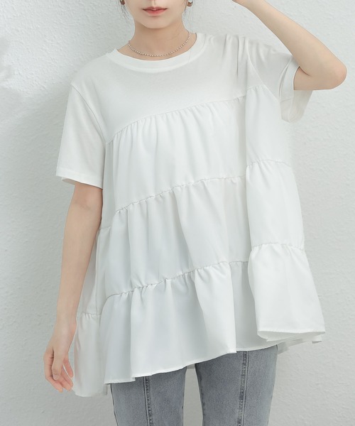 LOPASS(ロパス)の「デザインTシャツ(Tシャツ/カットソー・レディース・ホワイト/ブラック・FREE)」の4枚目の写真