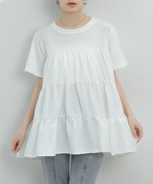 LOPASS(ロパス)の「デザインTシャツ(Tシャツ/カットソー・レディース・ホワイト/ブラック・FREE)」の3枚目の写真