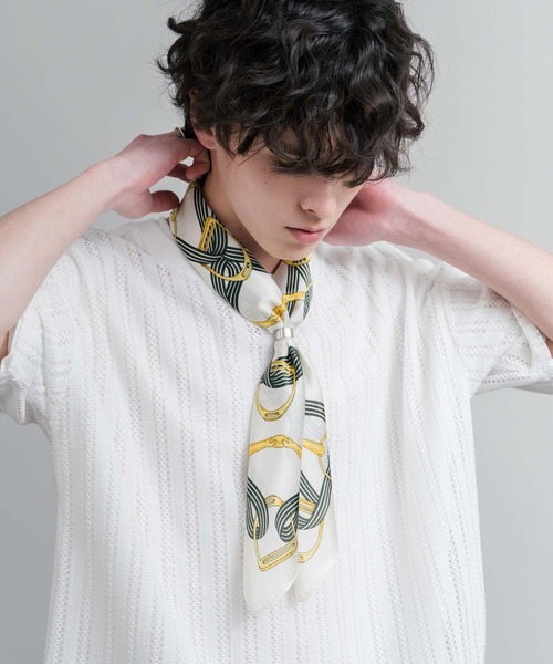 新色追加 スカーフリング付き 大判サイズ総柄スカーフ（バンダナ