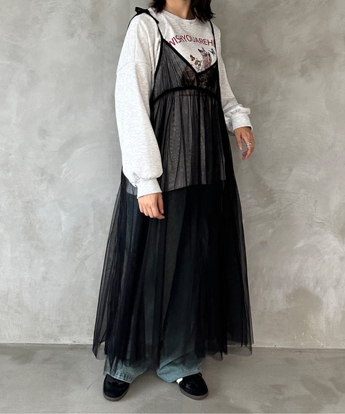 kutir（クティール）の「チュールキャミワンピース（ワンピース・レディース・アイボリー/ブラック・FREE）」の2枚目の写真