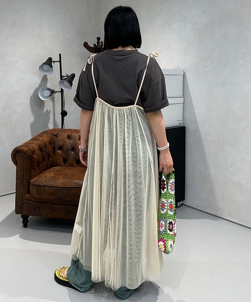 kutir（クティール）の「チュールキャミワンピース（ワンピース・レディース・アイボリー/ブラック・FREE）」の4枚目の写真