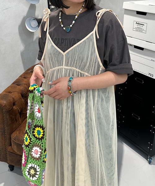 kutir（クティール）の「チュールキャミワンピース（ワンピース・レディース・アイボリー/ブラック・FREE）」の5枚目の写真