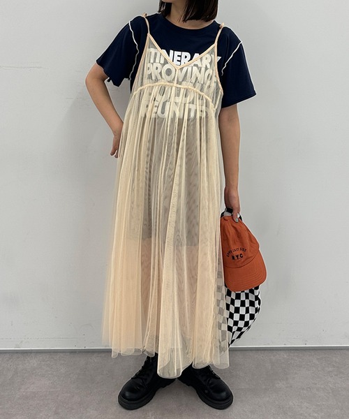 kutir（クティール）の「チュールキャミワンピース（ワンピース・レディース・アイボリー/ブラック・FREE）」の7枚目の写真