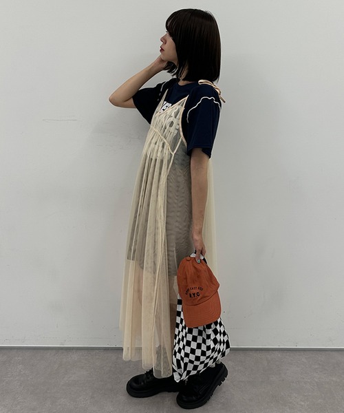 kutir（クティール）の「チュールキャミワンピース（ワンピース・レディース・アイボリー/ブラック・FREE）」の6枚目の写真