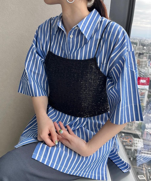 LOWRYS FARM（ローリーズファーム）の「スパンコールキャミソール　 962765（キャミソール・レディース・ブラック/ネイビー・FREE）」の13枚目の写真